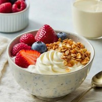 Yogurt con granola y frutas