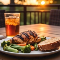 Pollo grillado con guarnición