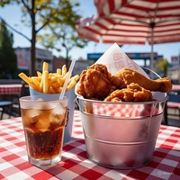 Bucket 6 piezas + 3 vasos de gaseosa y papas fritas