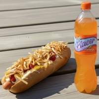 Super pancho + agua saborizada