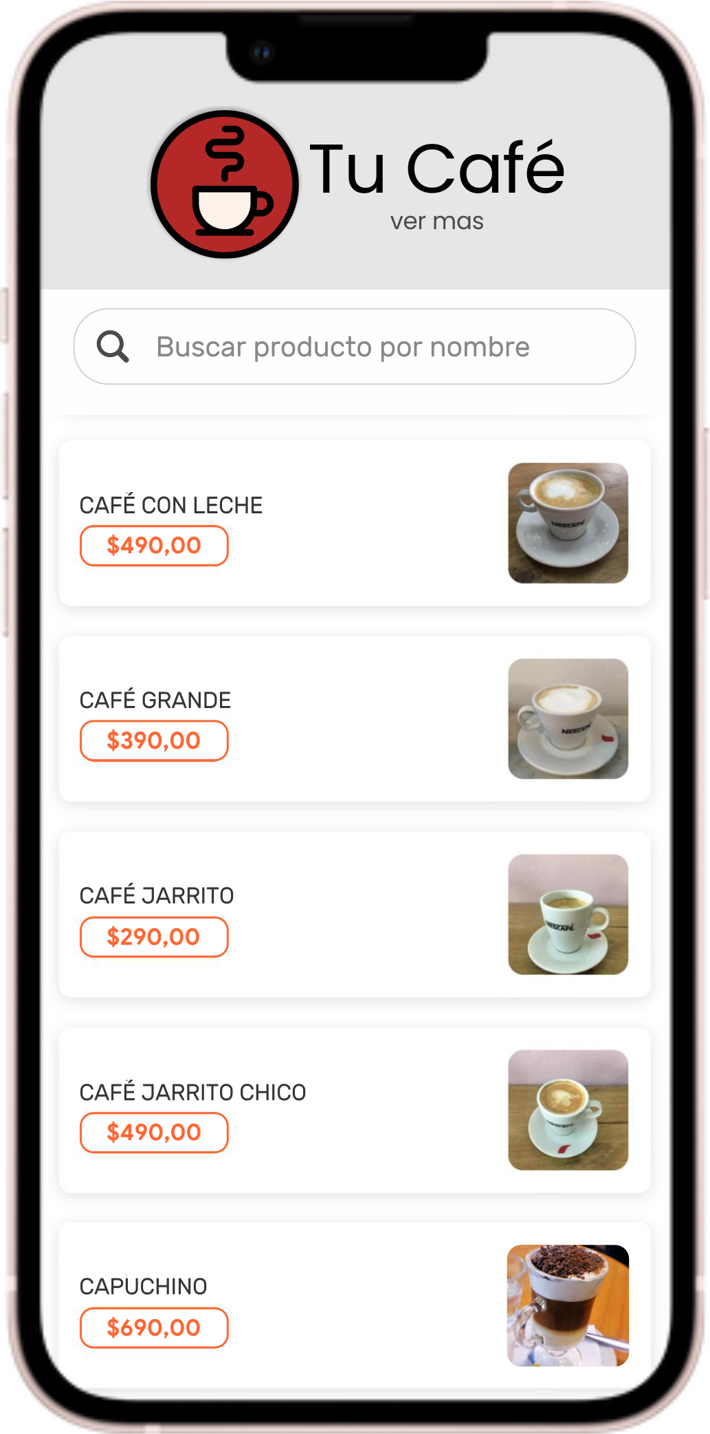 Imagen de carta electrónica o menu en un celular